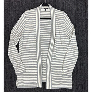 Talbots Lambswool Blend Cardigan Sweater Ivory Gray Stripe Open Womens Size 1X